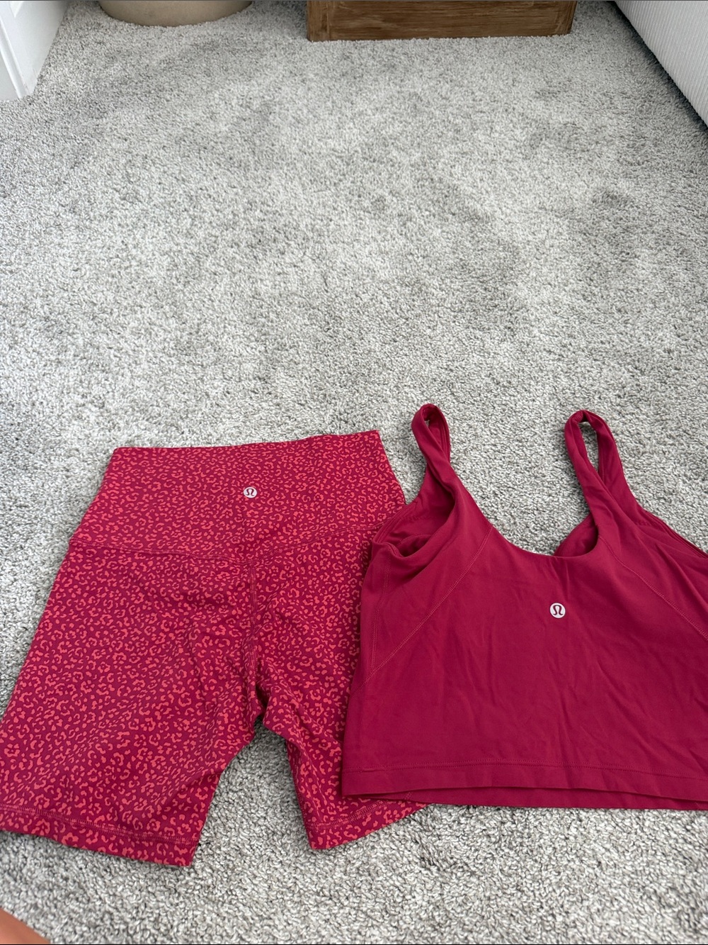 lululemon athletica Magenta Leopard Crop Tank & High-Rise Shorts Set